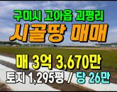 [구미토지] ◈ 지산뜰 대형 농지매매 벼농사·귀농용 ◈ 토지 1,295평 당26만 ◈