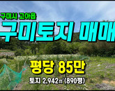 [구미토지] ◈ 봉한리 대지+전 건축가능 자연녹지 구미토지매매 ◈ 토지 890평 당85만 ◈